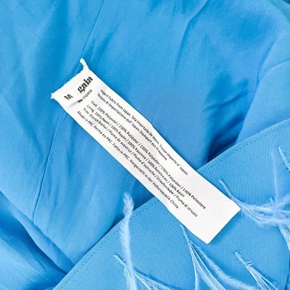 Cult Gaia Eliana Cutout One-Shoulder Feather Mini Dress Lake Blue - Picture 10 of 14